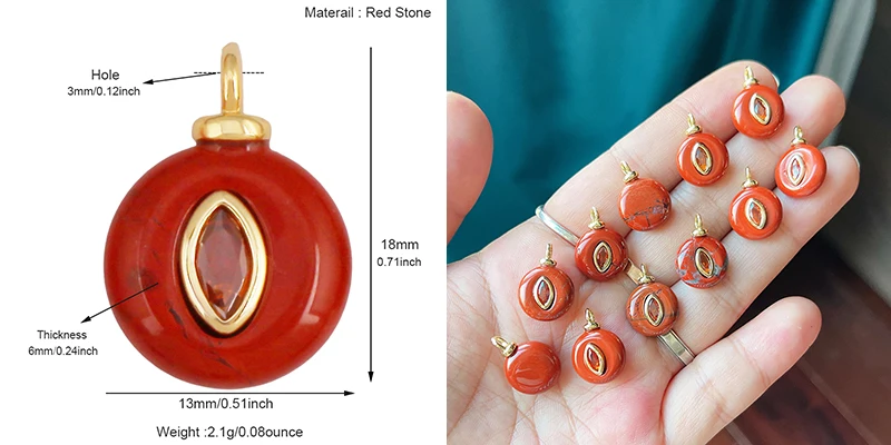 Edelstein-Charm-Anhänger aus türkisfarbenem Malachit, schwarzem Achat, rosa Quarz, 18 Karat echt vergoldeter Schmuck für die Herstellung von Halsketten, S58 – Detail 11