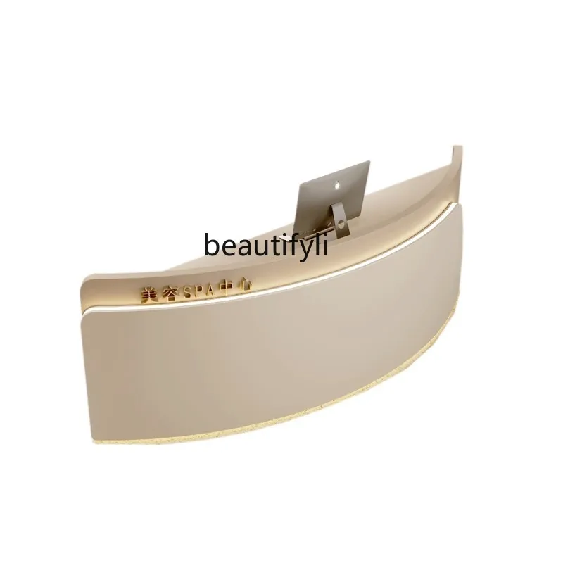 Light luxury semi-curved bar table checkout page beauty salon clothing store round simple modern front desk cabinet