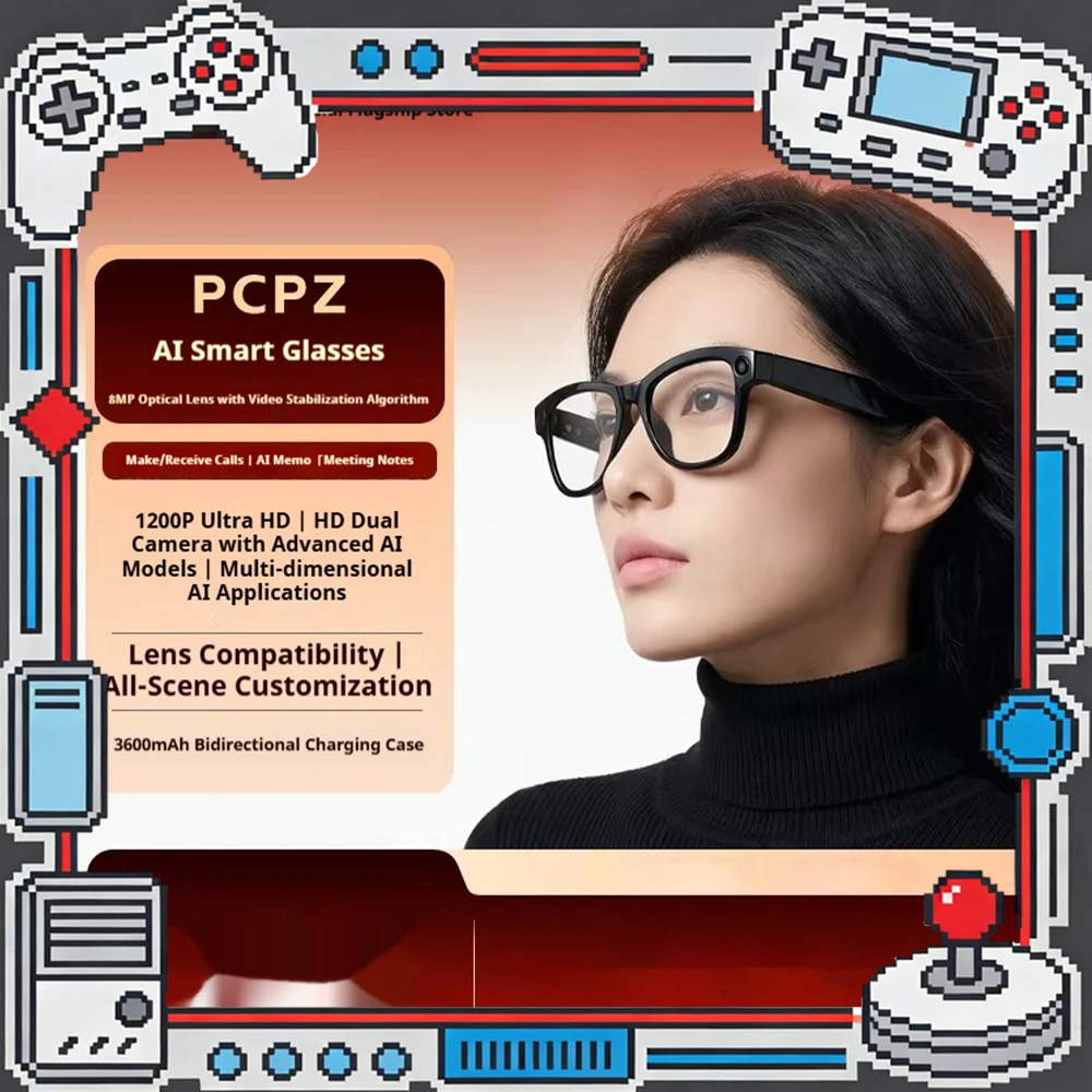 

Умные AR-очки PCPZ: Долговечность, ИИ-перевод в реальном времени, съемка HD 3000W, сенсор IMX219, онлайн-функции ИИ, подарки