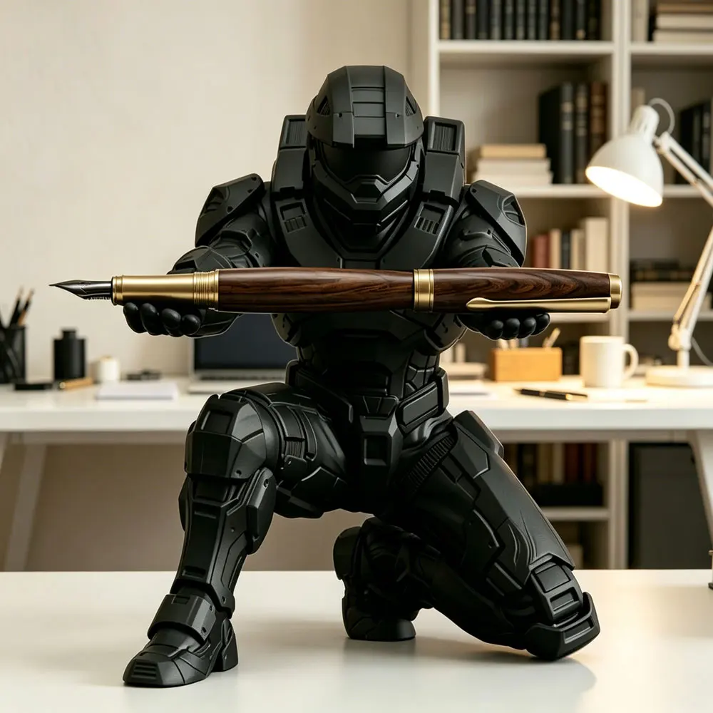 Suporte para canetas impresso em 3D, suporte criativo para canetas com tema de soldado, decoração criativa para mesa, organizador de escritório elegante.
