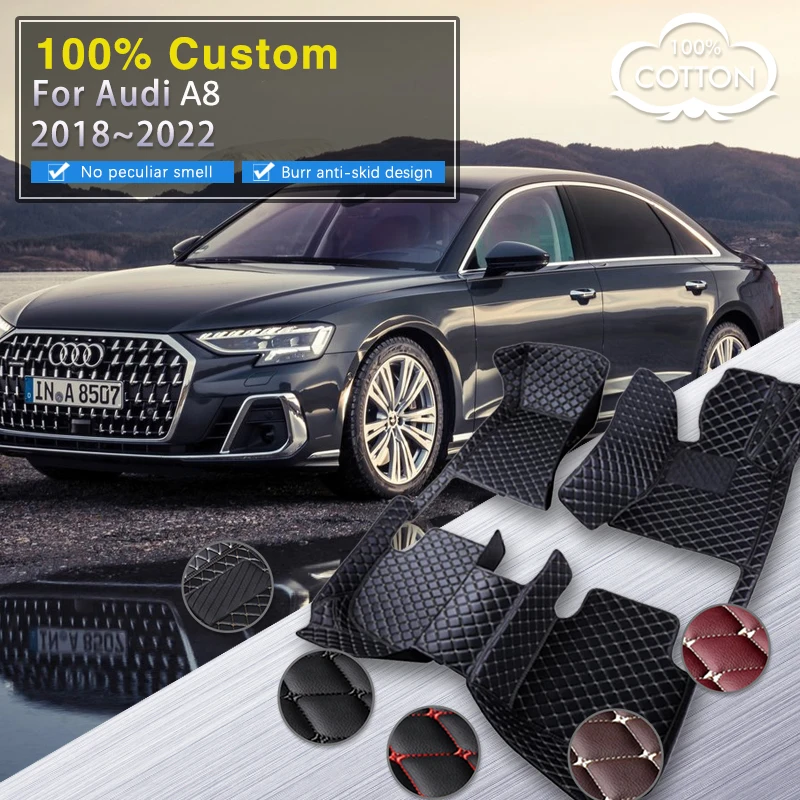 

Car Floor Mats For Audi A8 D5 4N 2018~2022 Auto 4 Seat Durable Mat Anti Dirt Rug Carpet Luxury Leather Car Interior Accessories