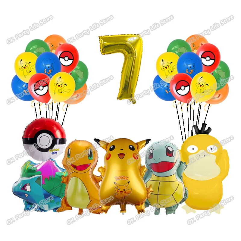 Pokemon Birthday Party Decoration Pikachu Lightning New Balloon Set Kid Event Supplies Disposable Tableware Banner Mask Backdrop