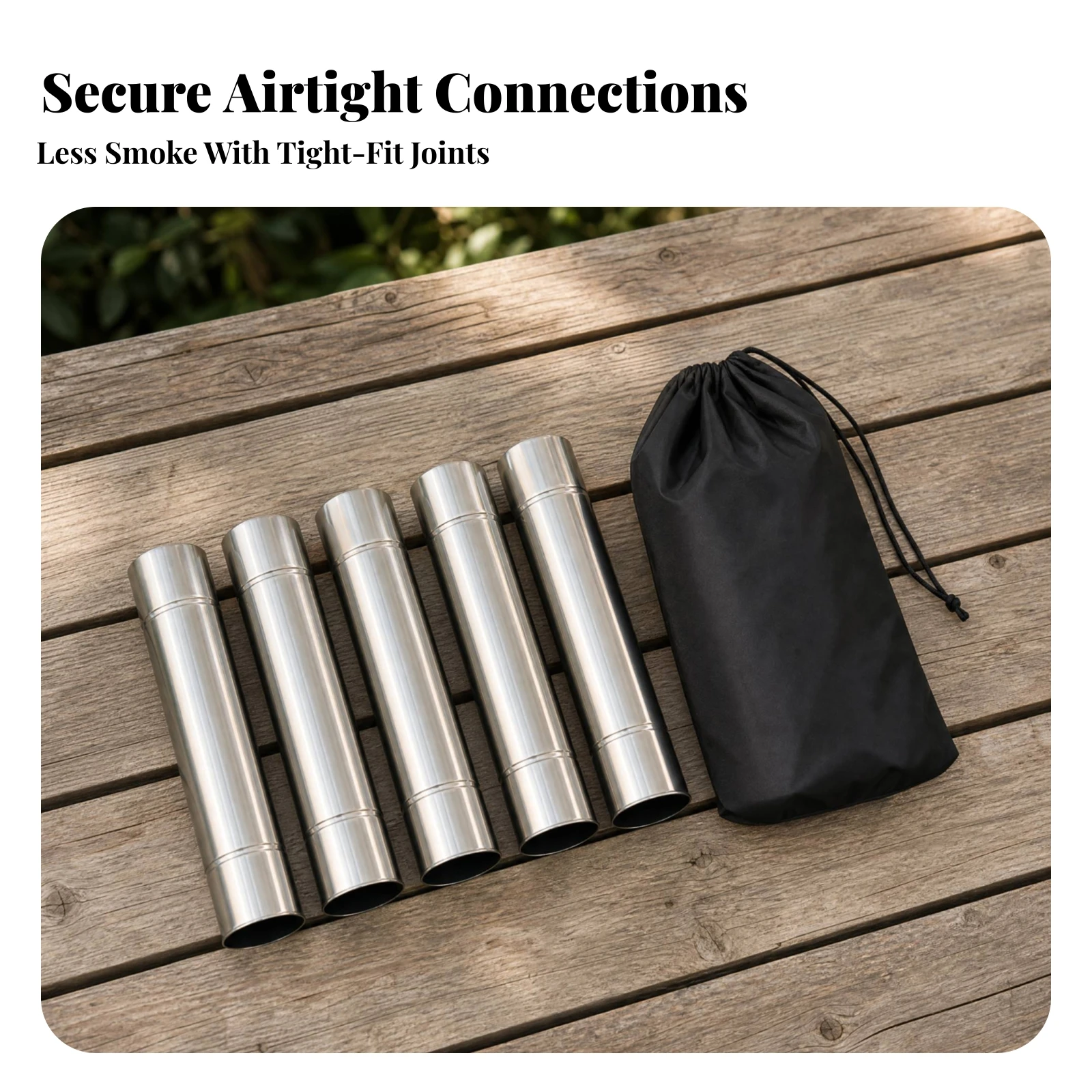5 Pieces Chimney Pipe with Storage Bag Heat Resistant Straight Heater Pipe Flue Extension Robust for Campers, Camping