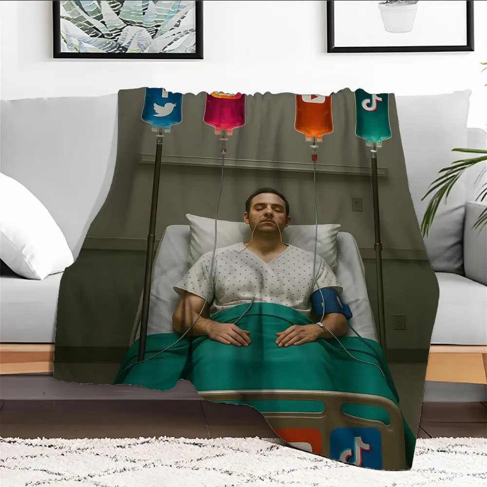 

Internet fashion mobile phone Throw Blanket Aesthetic Art Flannel Blanket Portable Home Travel Camping Sofa Picnic Thickening F