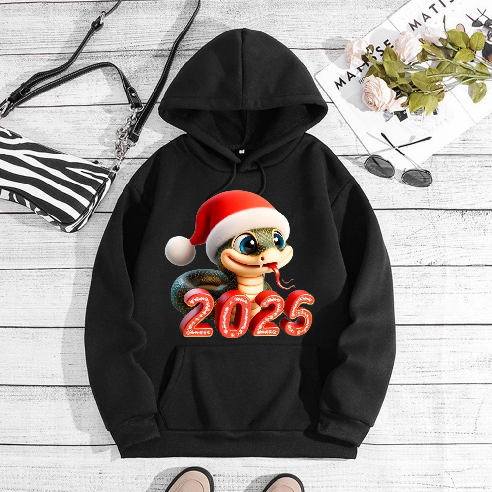 2025 New Year`s Snake Hoodie Unisex Harajuku Casual Graphic Sweatshirt Woman Clothing Kawaii Cartoon Winter Hooded Pullovers Top