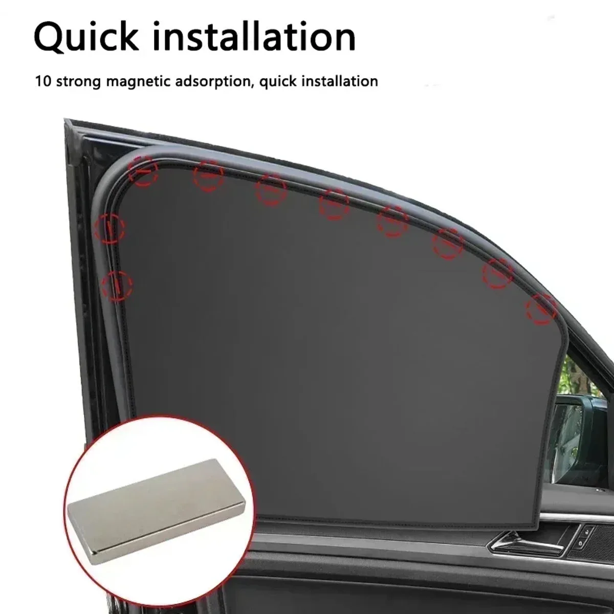 Magnetischer Sichtschutz für Seitenfenster, Anti-UV-Reflexion, Blendschutz, UV-Blocker, Sonnenschutz für Vorder- und Heckscheibe – Detail 5