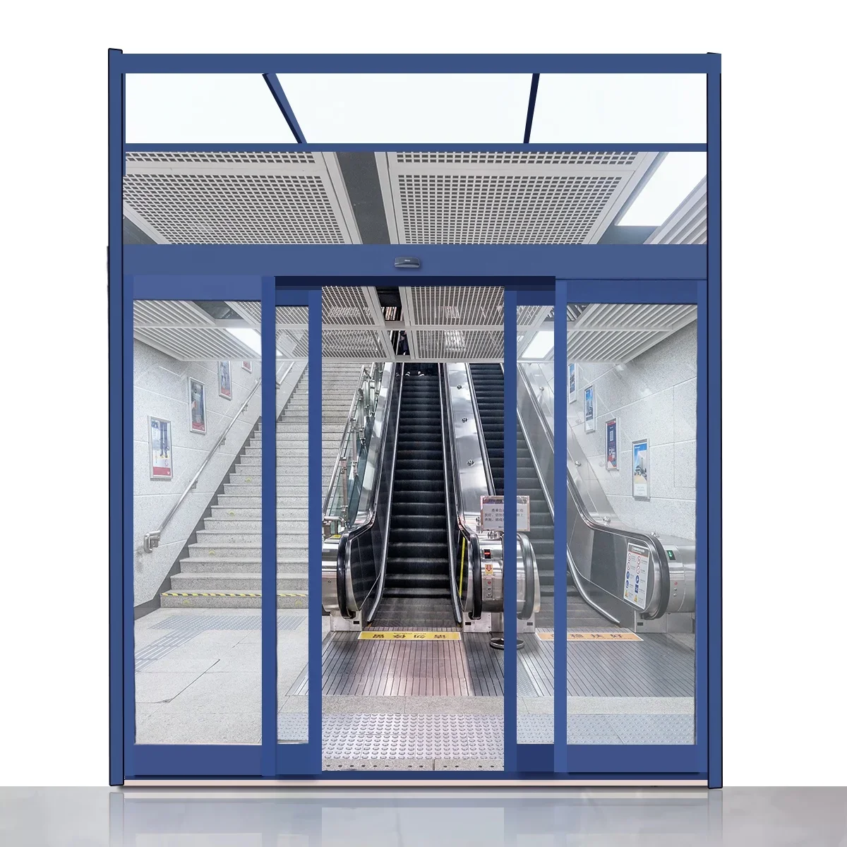 باب حفرة منزلق أوتوماتيكي ، Deper T12 ، إطار جانبي من الألومنيوم ، نظام تكسر اللوحة