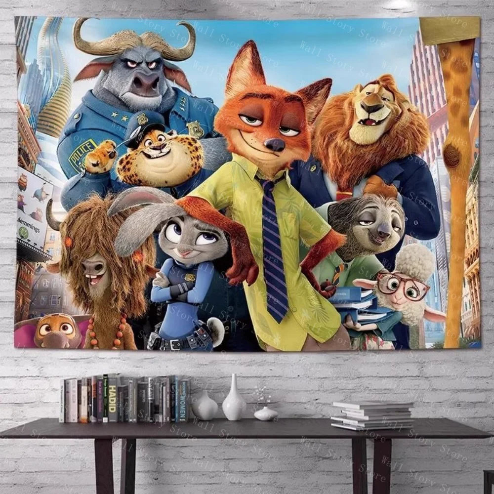 

Zootopia 2 Anime tapestry coverings background coverings room decorations dormitory Bedroom tapestries wall coverings tapestries