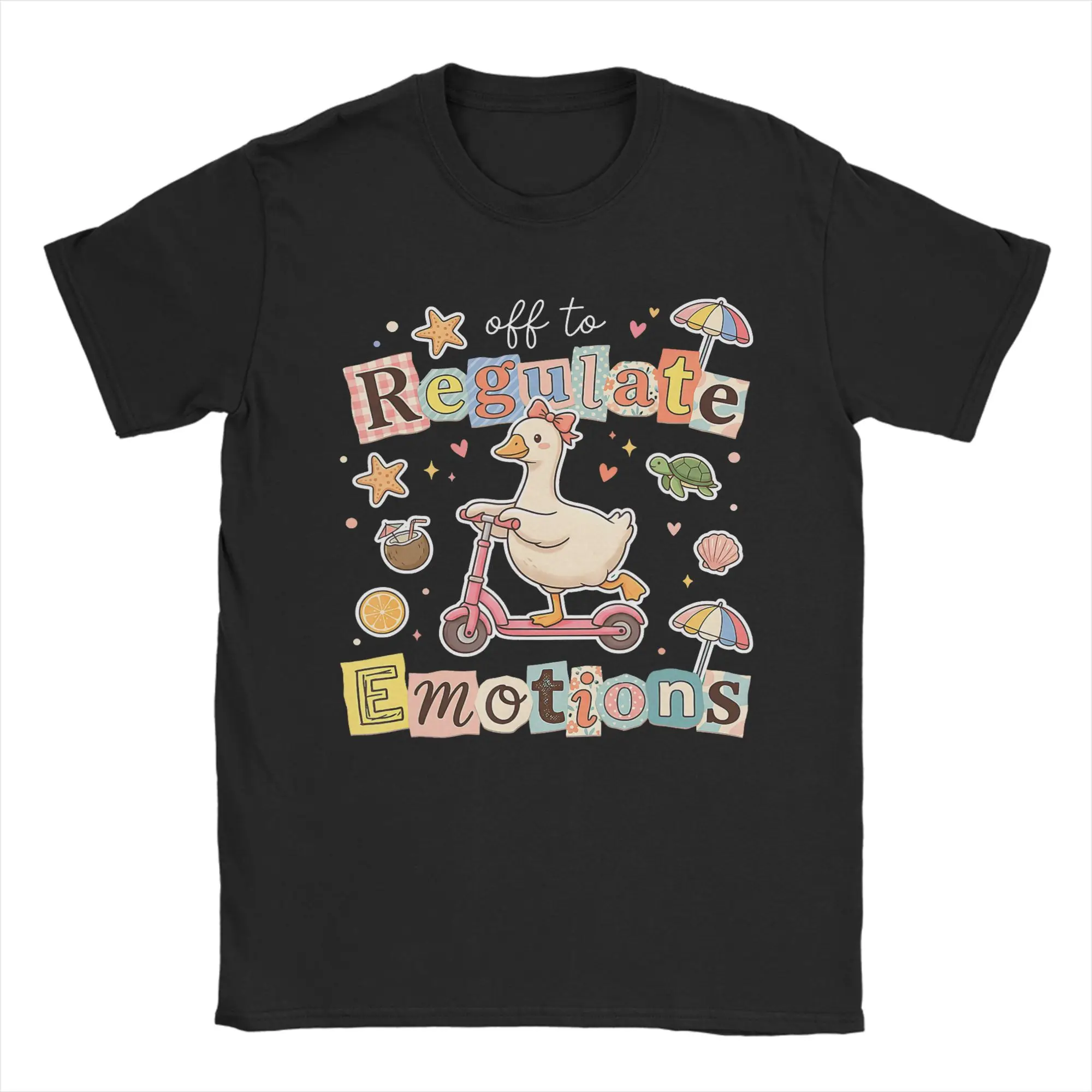 Off to Regulate Emotions Goose Scooter Mental Health T Shirt Summer  Harajuku T-Shirts Men's Oversized Top Tees Short-Sleeve