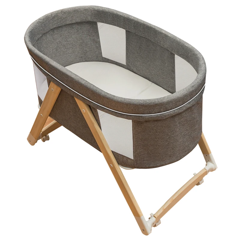 Hxl Baby Crib Foldable Mobile Portable Newborn Bassinet Multi-Function Stitching