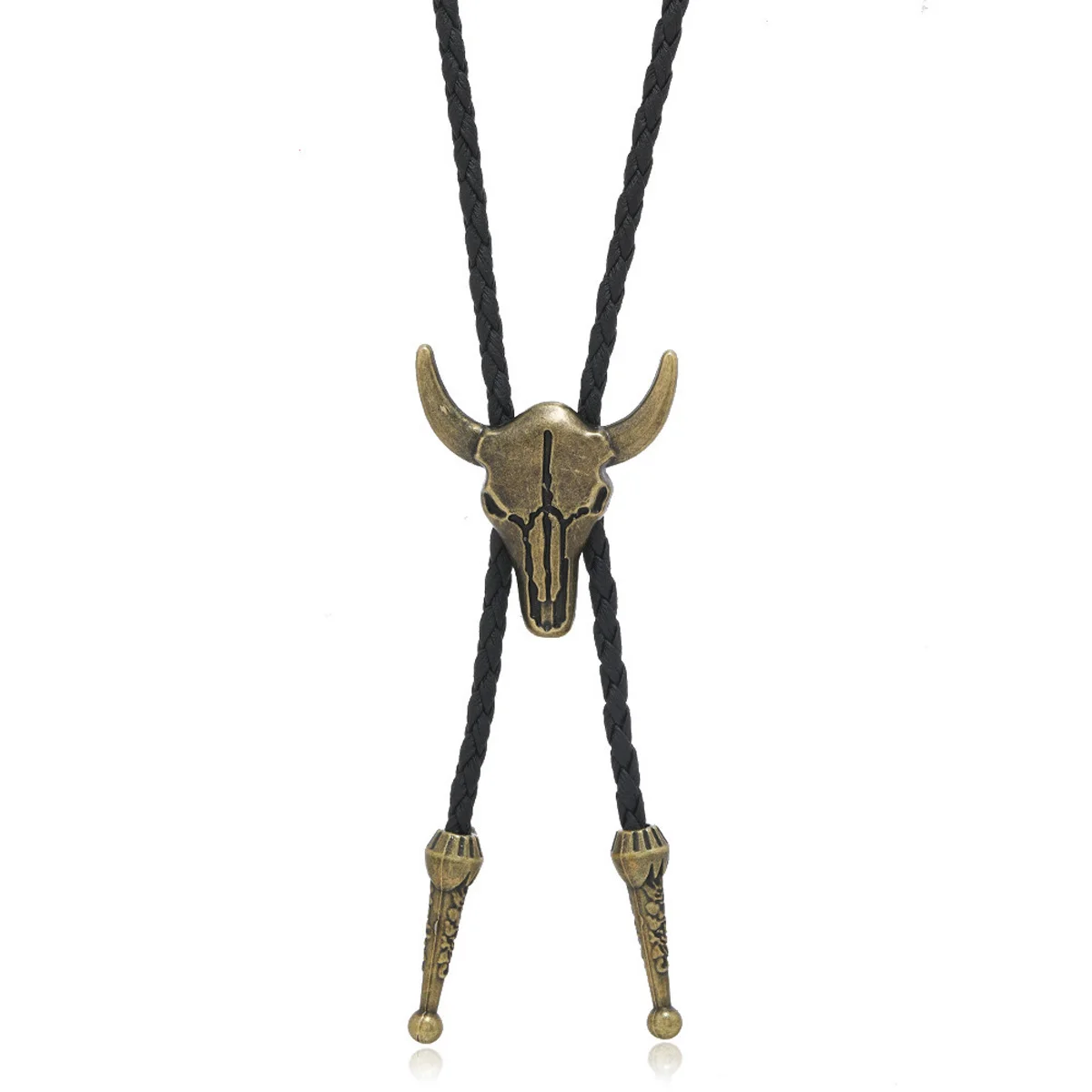 Sue Che Men's Retro Bolo Tie Fashion Accessory with Skull Cow Head Design Trendy Accessory