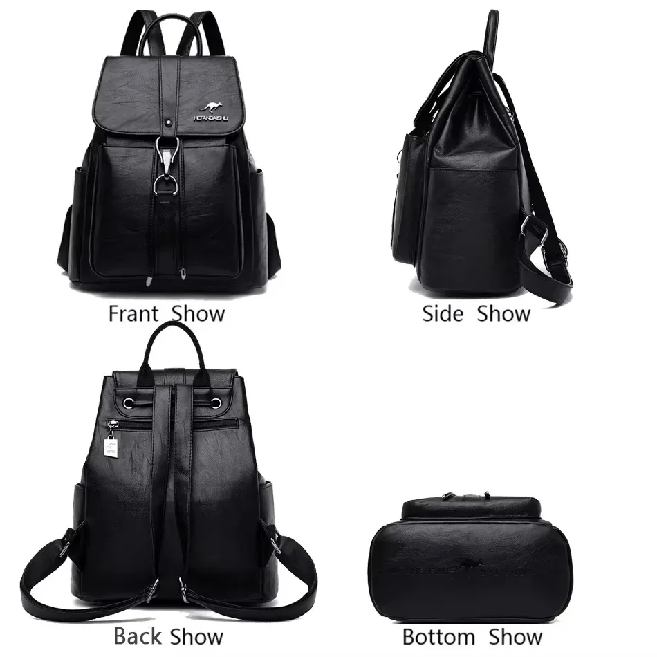 Women Backpack High Quality Leather Female Vintage Bag School Bags Ladies Bookbag Rucksacks Shoulder Bags for Women Mochila Sac