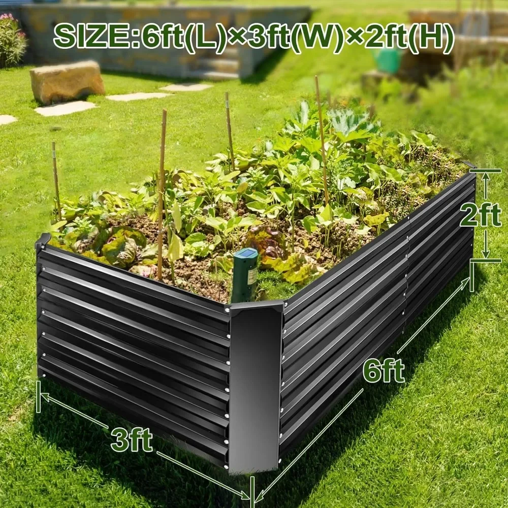 

EDOSTORY Metal Raised Bed Garden Bed Kit, 6x3x2ft Tall Galvanized Planter Raised Garden Boxes Outdoor, Large Metal Raised Garden