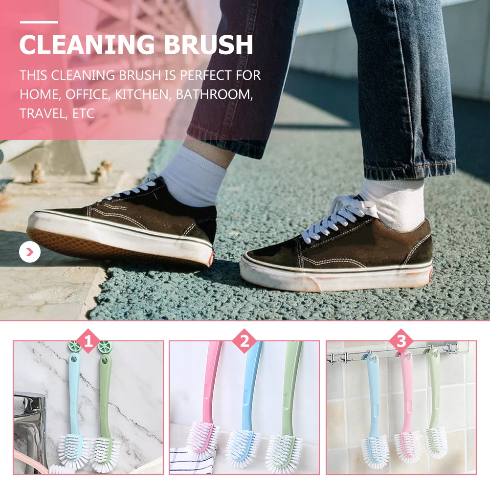 

4Pcs Washing Brush for Shoes Long-Handled Cleaning Brush Heavy Duty Plastic Tool for Bathroom Laundry Travel Easy Grip Comfort