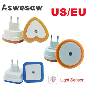 LED Night Light MINI Light Sensor ควบคุม 85 V-265 V EU US Plug Nightlight โคมไฟสําหรับเด็กห้องนั่งเล่นห้องนอนแสง