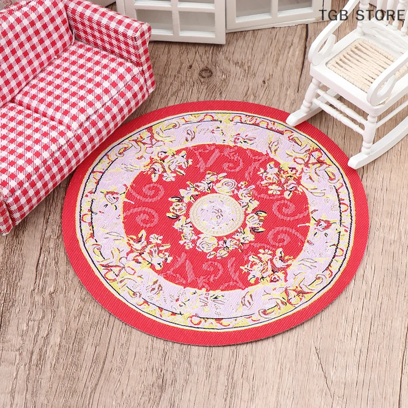 Tapis de sol rond Miniature pour maison de poupée 1:12, couverture ovale, modèle de chambre à coucher, décor de salon, jouet, accessoires pour maison de poupée