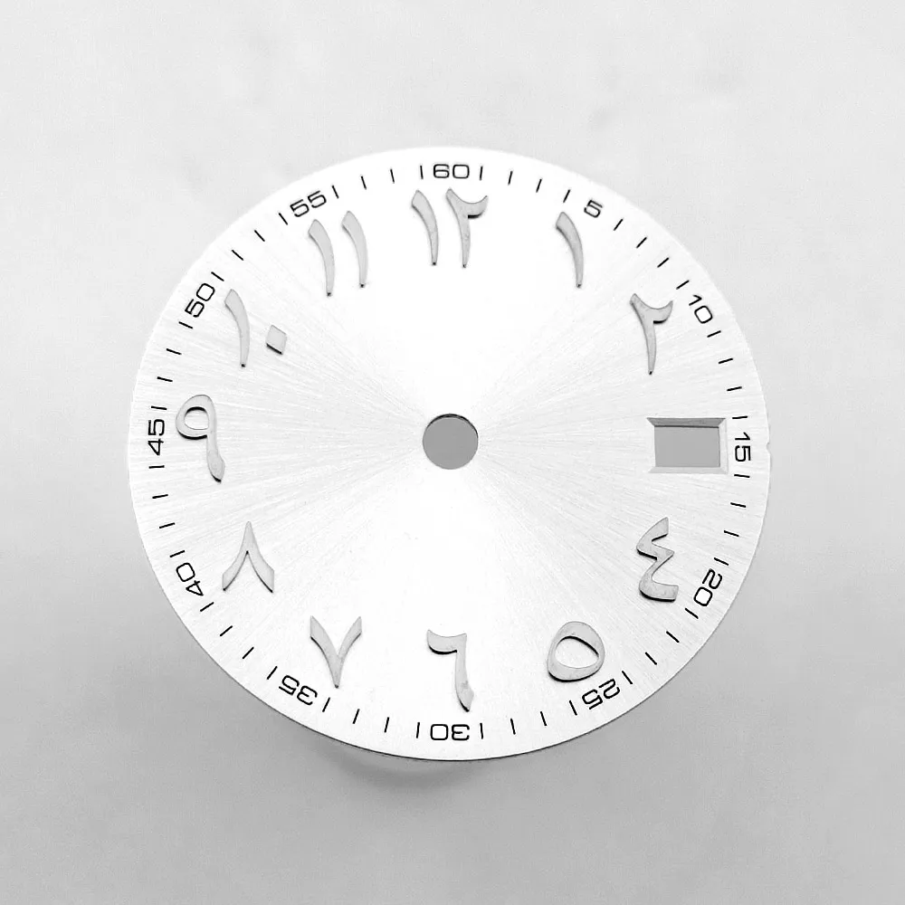 28,5-mm-Zifferblatt, passend für NH35-Uhrwerke, Zifferblätter mit römischen Ziffern, schwarz, silber, grün, blau, Uhrenteile, Zubehör, personalisiertes Zifferblatt mit Namen – Detail 1