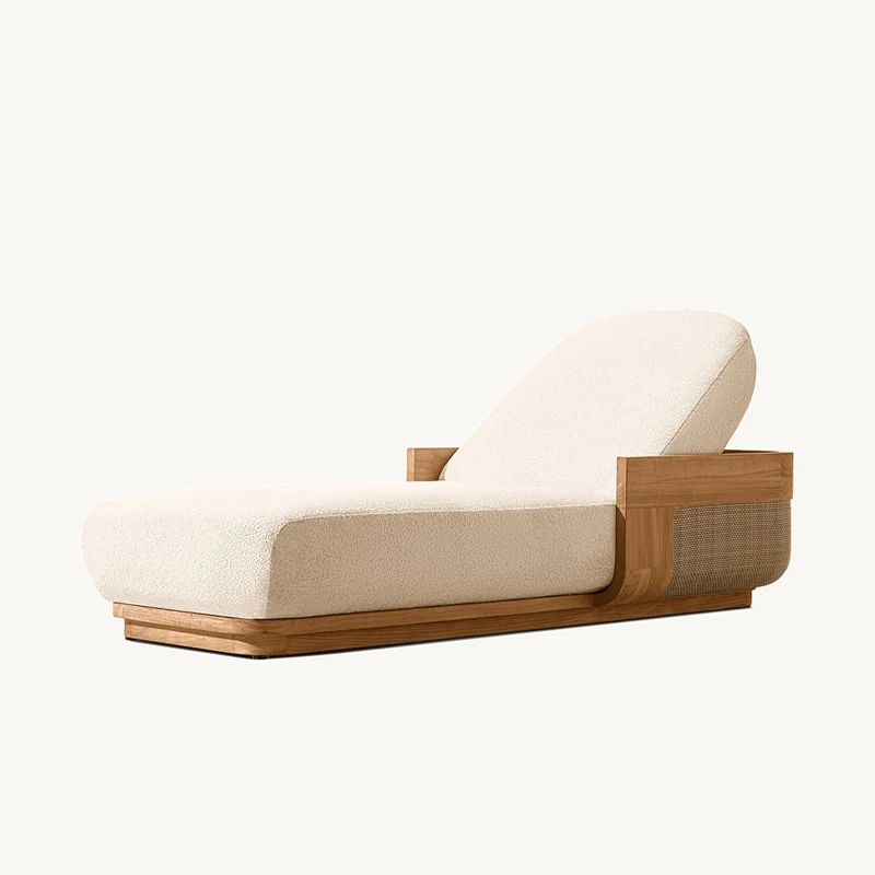 Sunny Beach Loungers and Loungers Set Teak Rattan Loungers Outdoor Garden Set