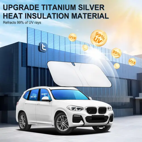 Imagen 2 del producto Parasol para parabrisas de coche, cubierta de paraguas para ventana delantera de coche, bloque UV plegable, sombrilla de calor para coche, suministros de cortinas de protección automática