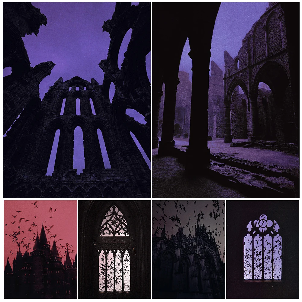 Abandoned Castle In The Dark Vintage Wall Art Canvas Painting Creepy Bat House Witchcraft Element Gothic Art Poster Print Decor