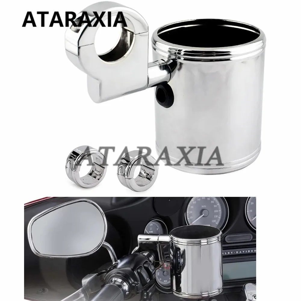 

Chrome Adjustable Cup Holder For Harley Touring Sporster Dyna Softail Breakout ATV Universal Motorcycle 22mm to 32mm Models