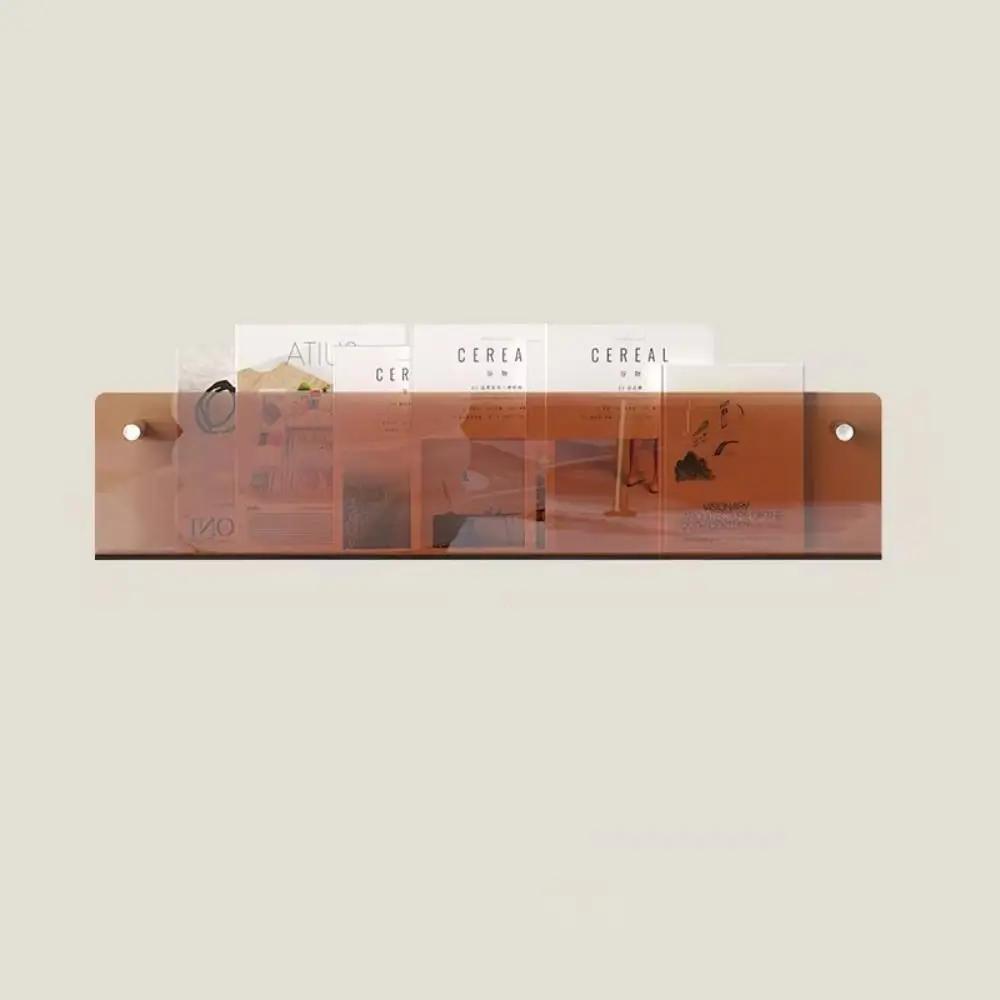 Acrylic Magazine Rack Wall Mount Literature Organizer Floating Bookshelves Brochure Holder Italian Pamphlet Stand Shelf image 4