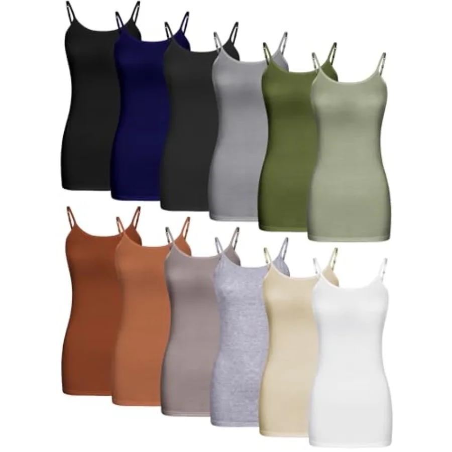 

WILLBOND 3 Pieces Women Basic Long Tanks Adjustable Spaghetti Strap Camisole Top