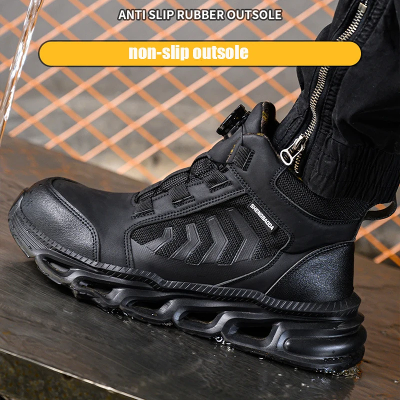 Waliantile Brand Quality Men Safety Boots Male Puncture Proof Construction Working Shoes Steel Toe Anti-smashing Work Boots Man