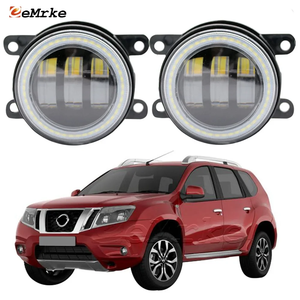 

LED Fog Lamp Assembly with Lens Car Styling Angel Eye DRL Halo Ring Daytime Running Lights for Nissan Terrano D10 2013-2022