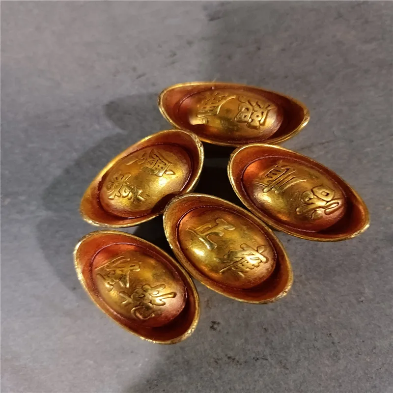 

2023Antique Bronze Collection Small Gold Five Emperors Ingot Ornament Home Decorative Creative Gifts & Crafts One Generation