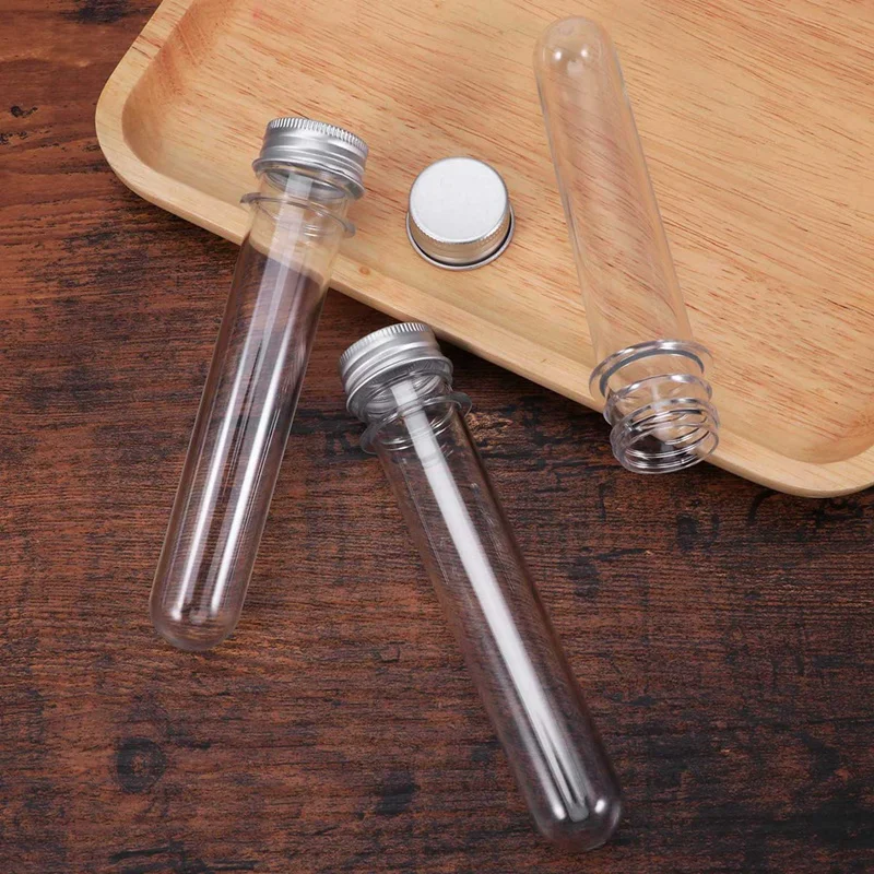 100Pcs 40Ml Plastic Test Tube With Screw Cap Bottle Aluminum Cap Packing Tube