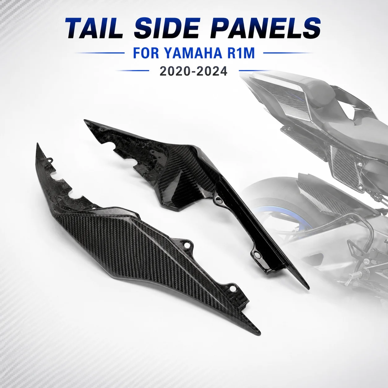 Rear Tail Side Panels Left Right Pair Seat Fairing Covers Carbon Fiber for Yamaha YZF-R1M R1M 2020-2024 Motorcycle Accessories