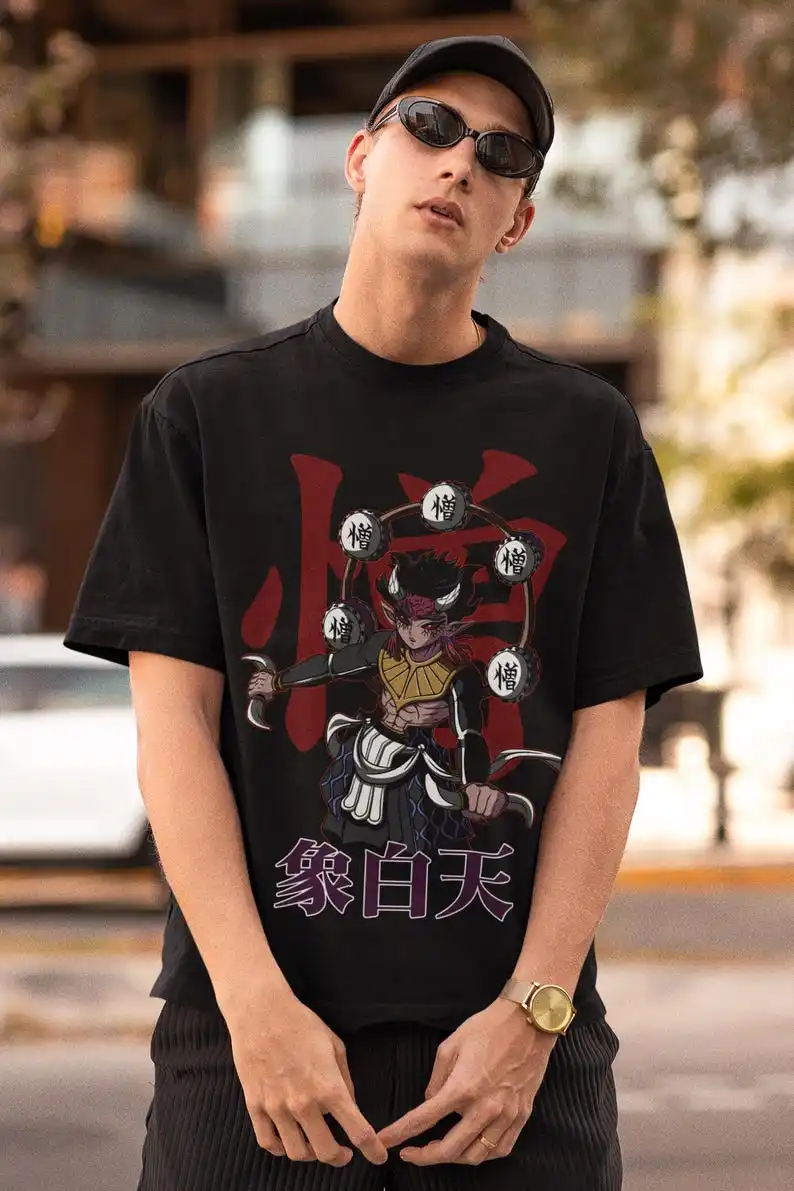 Anime Wind Samurai Unisex T-shirt - Japanese Manga Style, 2020s Era Clothing, Otaku Gift, Japan-Inspired, Stormy Battle, Fierce