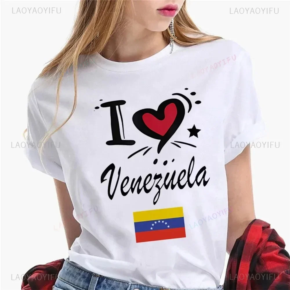 Venezuela T Shirt Women Harajuku Designer  Woman Men High Quality Cotton T-shirt I Love Venezuela Patriot Tops Tee