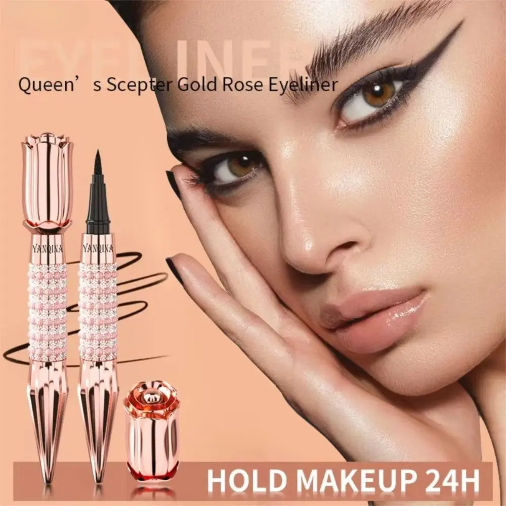 新しい転写防止液体アイライナーペン ブラックスパークリングデザイン 長持ちアイライナー 防汗速乾アイライナー 化粧品用