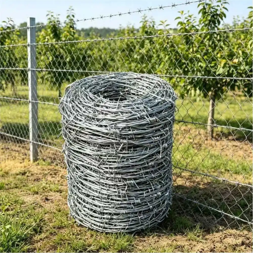 200M Hot-Dip Galvanized Steel Barbed Wire Isolation Barbed Wire Anti-Theft Anti-Climbing Garden Farms Fence Protective Wire Net