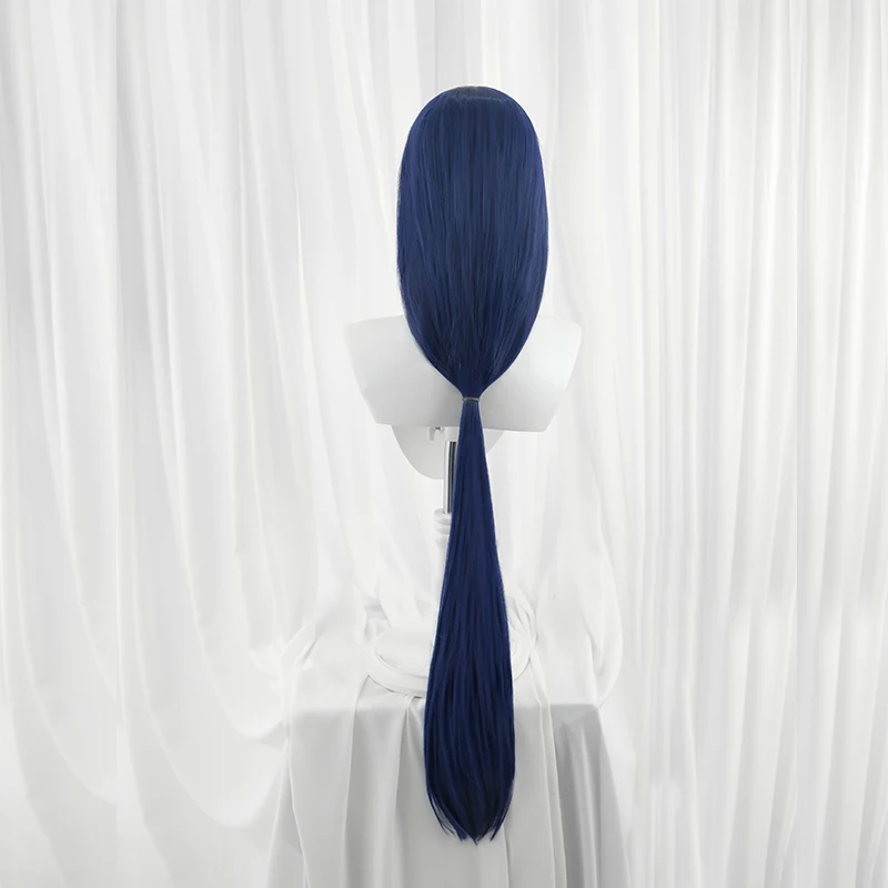 Peruka do cosplayu ROLECOS z gry LOL, Lisica z dziewięcioma ogonami Ahri, 100 cm, ciemnoniebieska, peruki damskie, włosy syntetyczne odporne na ciepło