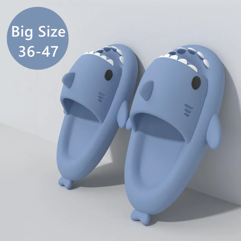 Big Size Shark Slippers 4CM Platform Women Men Indoor Bathroom Slides Couples Summer Shoes Soft EVA Female Male Beach Flip Flops