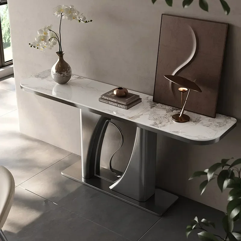 

Modern light luxury entrance table Natural microcrystalline stone entrance platform