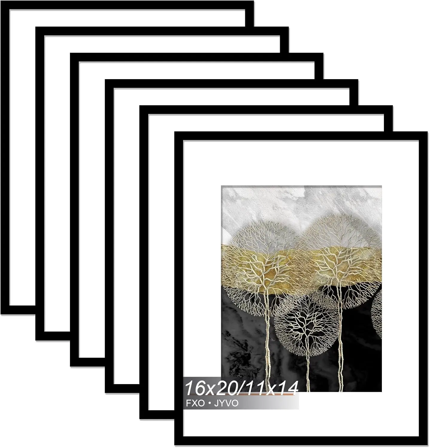 

16x20 Picture Frame Set of 6, Display 11x14 with Mat or 16x20 Without Mat, Lightweight High Transparency Poster Frame for Wall