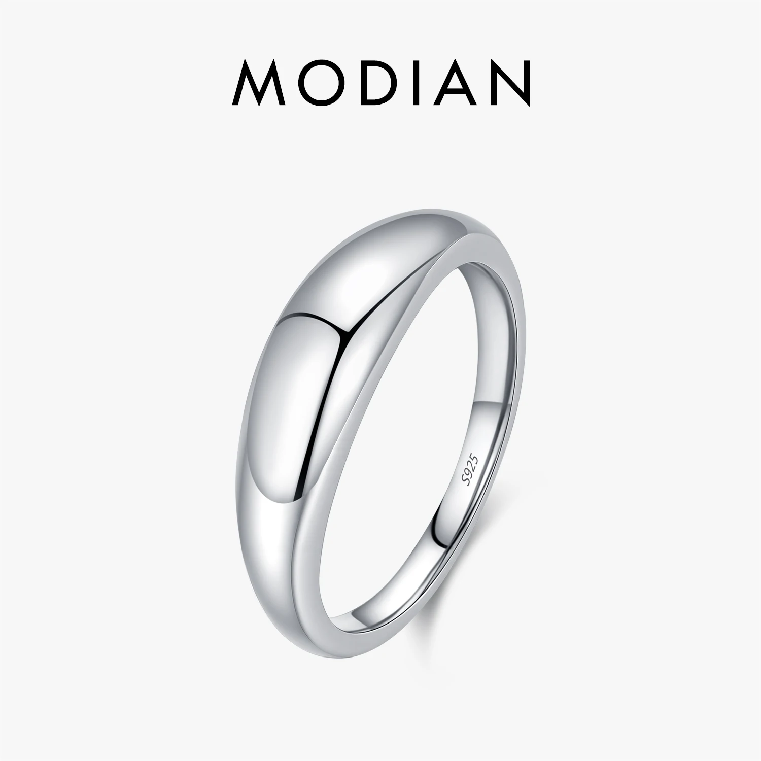 MODIAN Ring aus echtem 925er-Sterlingsilber mit glatter Kuppel und schlichtem Band, minimalistische stapelbare Fingerringe für Frauen, klassischer Alltagsschmuck