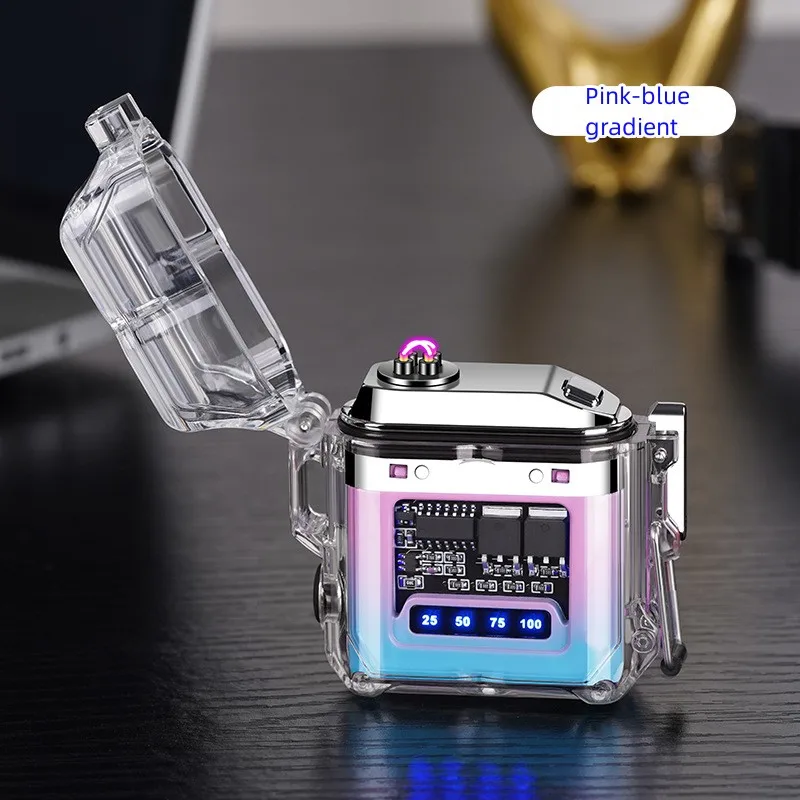 New Transparent Shell Double Arc USB Electronic Lighter TYPE-C Fast Charge COB Lighting Plasma Lighter Electric Waterproof