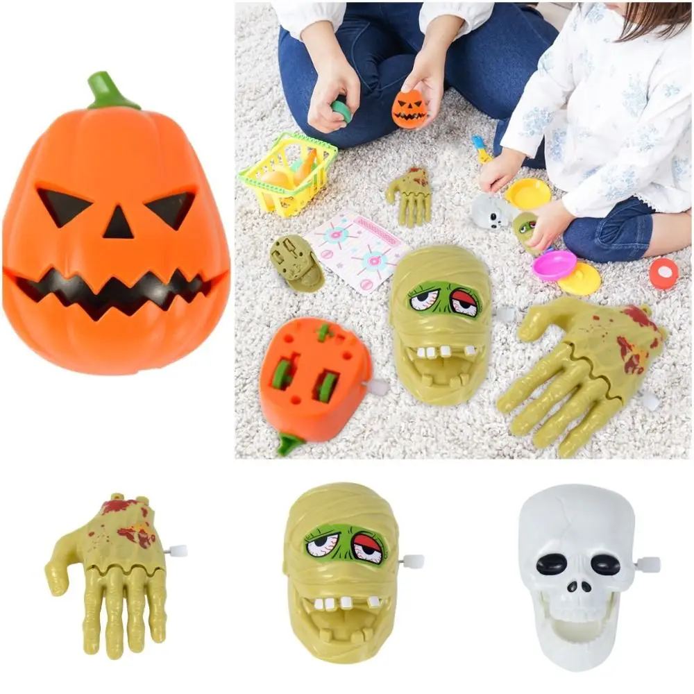 Juguete de relojería de calabaza para Halloween, juguete de cuerda de mano rota, realista, de felpa, para caminar