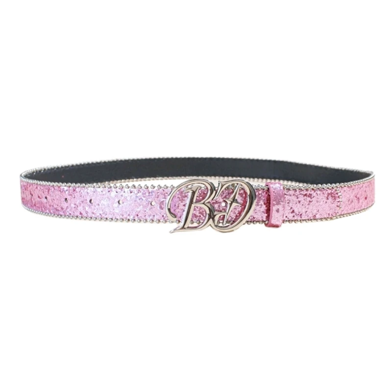 PU-riem Jean-tailleband Heavy Duty riem met ingelegde glitter-punkriem