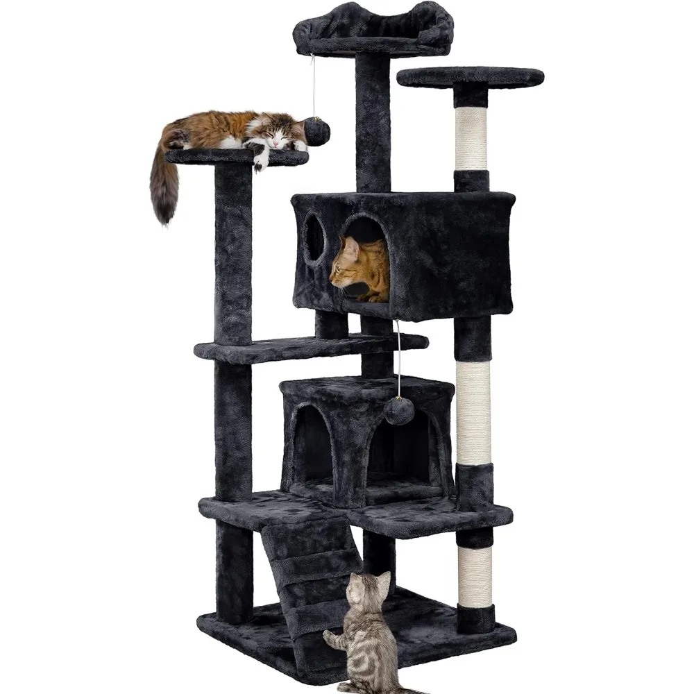 

54in Cat Tree Tower Condo, Cat Tree for Indoor Cats w/Scratching Post for Kittens Pet House Play