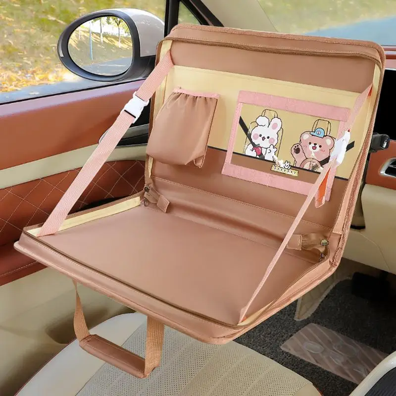 Car Backseat Tray Table Steering Wheel Laptop Desk Car Organizer Food Trays Multifunctional Car Work Table Folding Storage Bag