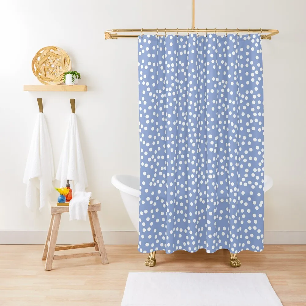 

Modern Periwinkle and White Polka Dots Shower Curtain Set For Bathroom Toilet Accessories Bathroom Funny Shower Curtain