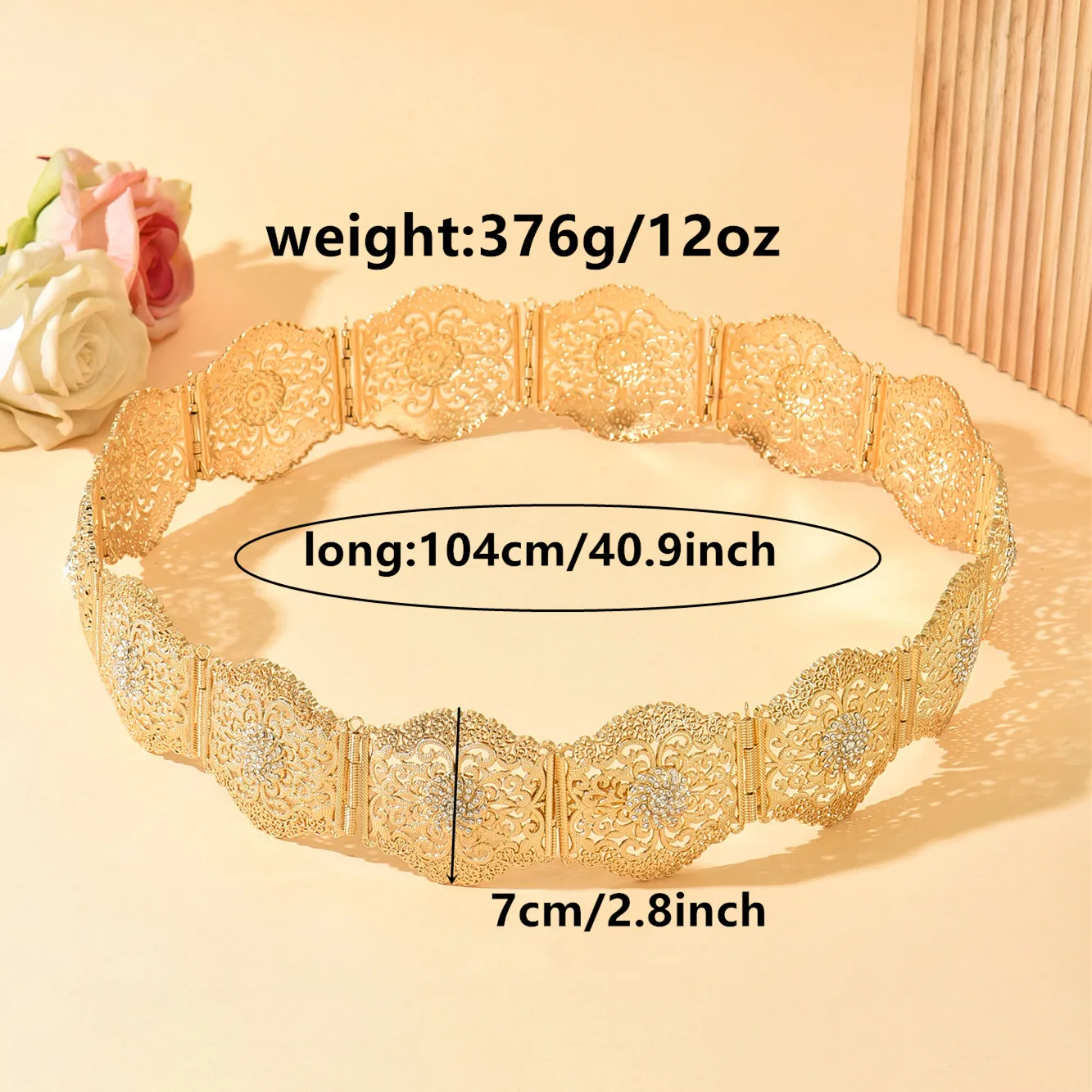 الأوروبية الجزائرية المرأة الفاخرة الذهب اللون حزام الزفاف الجوف جولة المعادن الخصر سلسلة المغربي نمط فستان الزفاف الجسم سلسلة #6