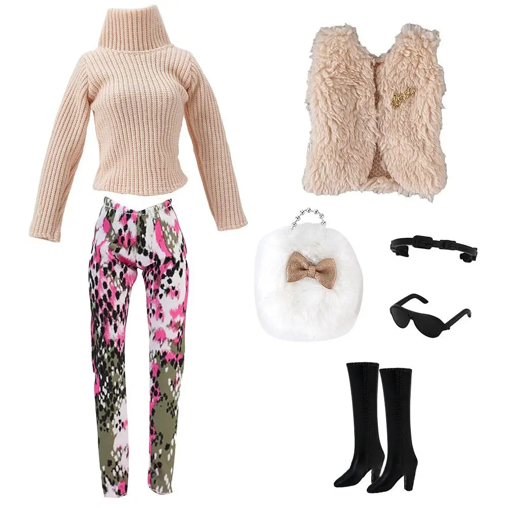 

Высокое качество, модная кукольная одежда 1/6, ручная работа, 6 цветов, плюшевый жилет, ботинки, повседневная одежда, аксессуары, кукла 29 ~ 32 см