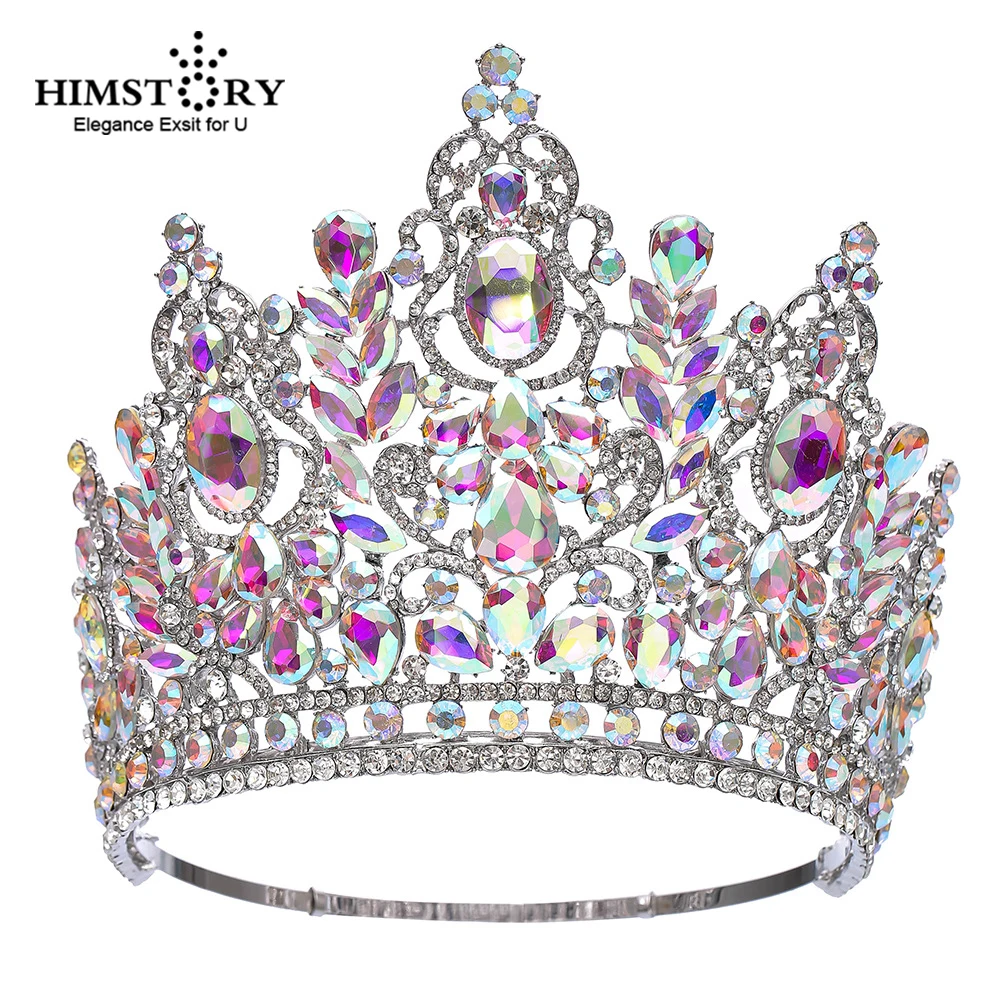 HIMSTORY Miss Universe Hair Crown Queen Beauty Queen Bride Headwear Fashion Birthday Stage Show Headpiece Accessories